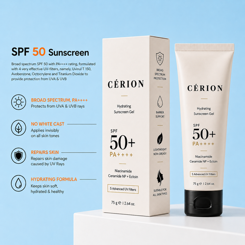 Hydrating Sunscreen Gel SPF 50  Niacinamide, Ceramide NP + Ectoin